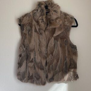 Adrienne Landau  Fur Vest in Tan and Brown